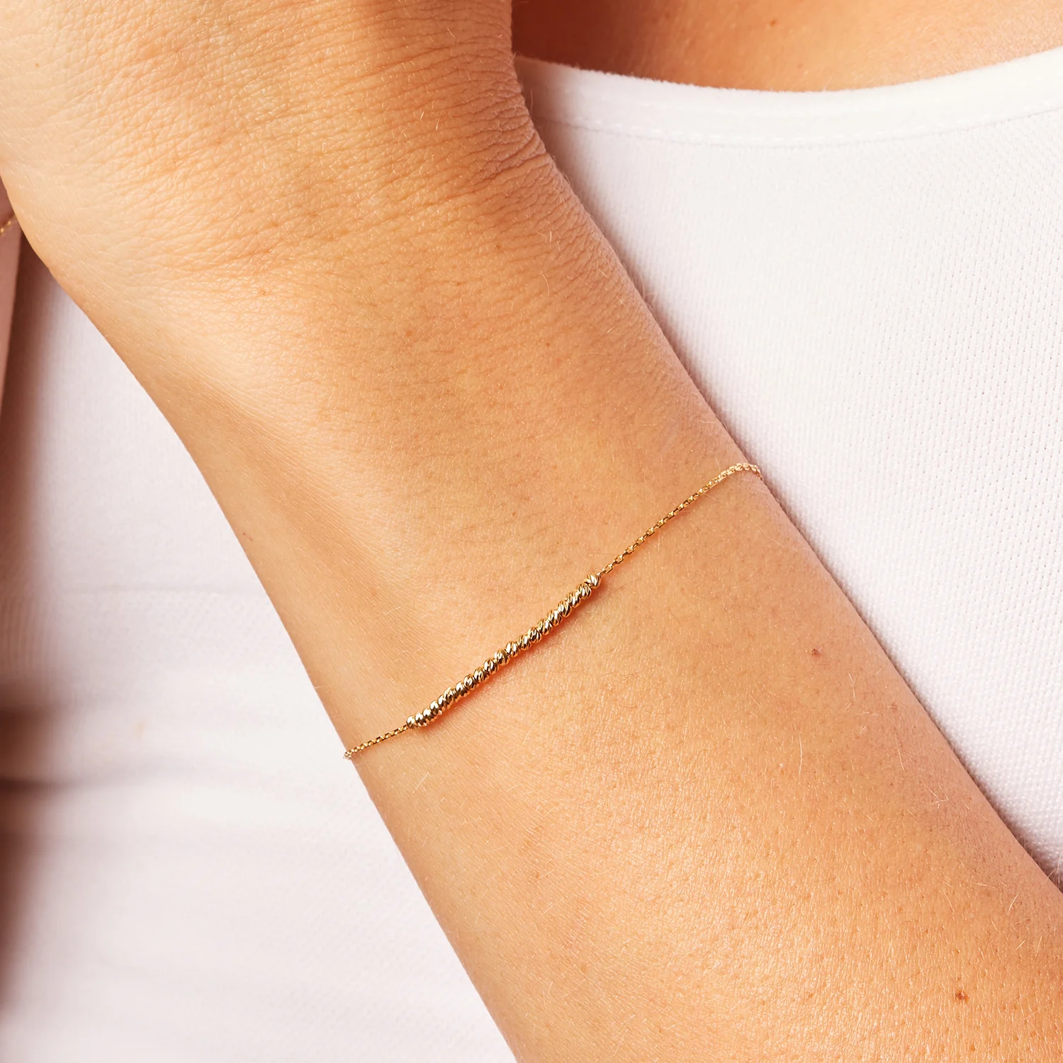 Dainty Moon Cut Strand Bracelet - Image 5