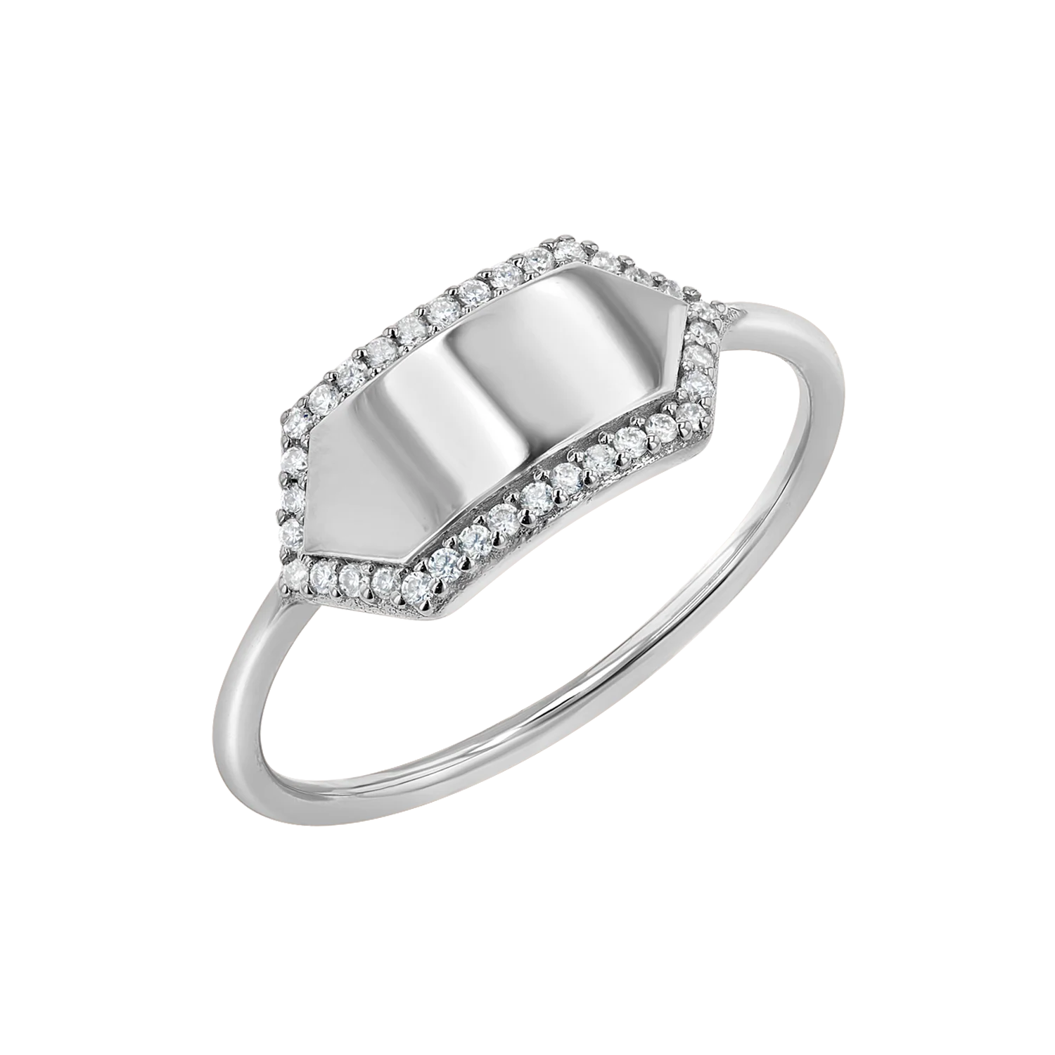 Diamond Hex Engravable Tag Ring - Image 2