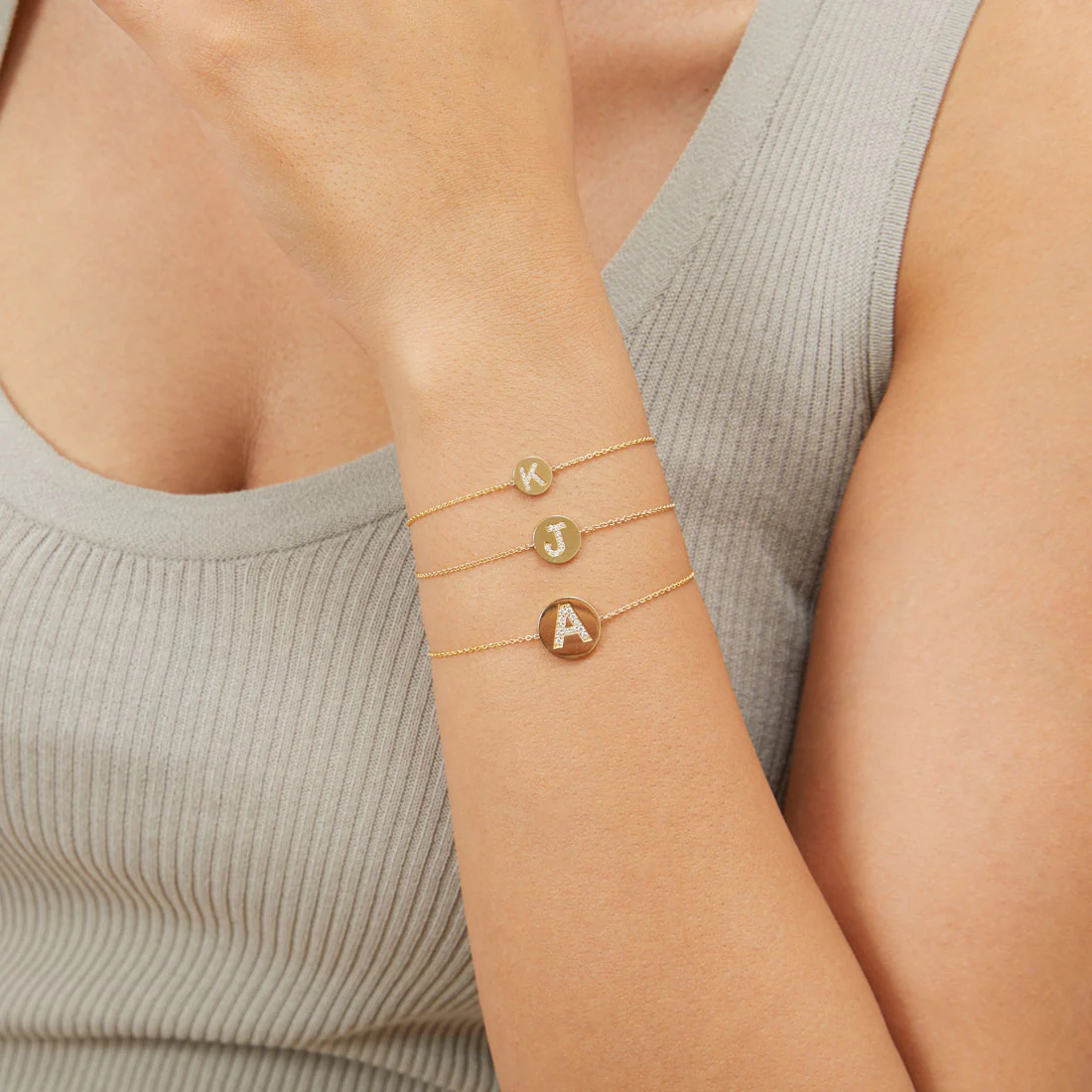 Diamond Initial Coin Bracelet - Image 6