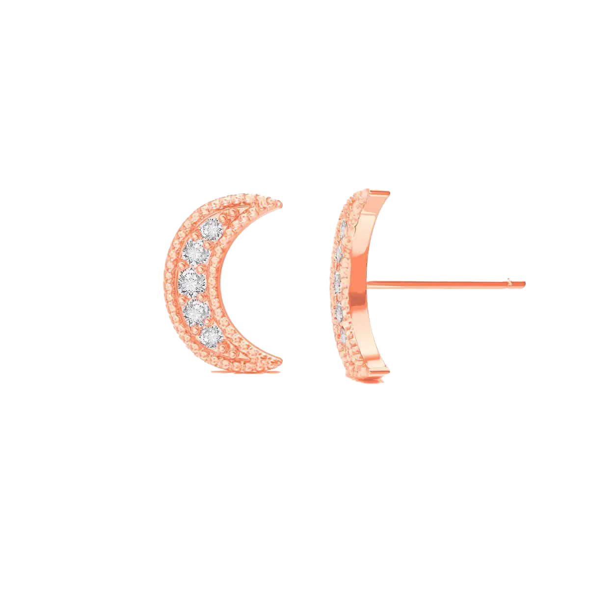 Diamond Moon Stud Earrings - Image 3