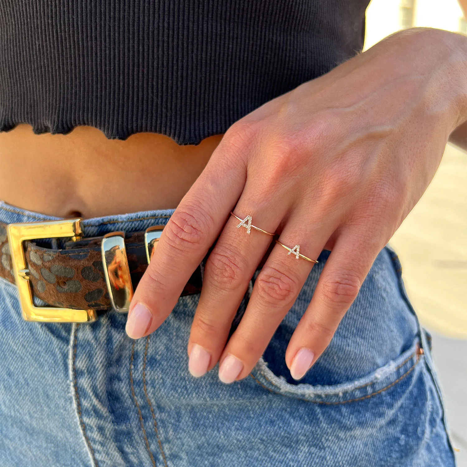 Diamond Pave Letter Ring - Image 4