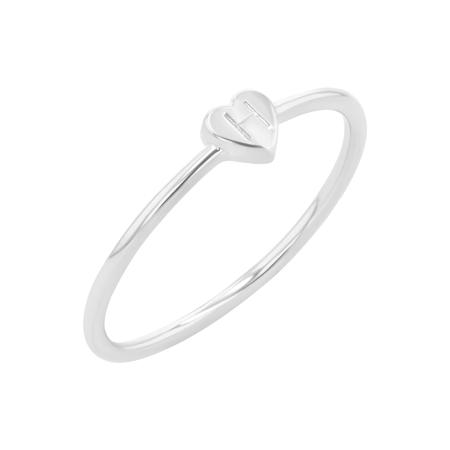 Engravable Letter Heart Stacking Ring - Image 2