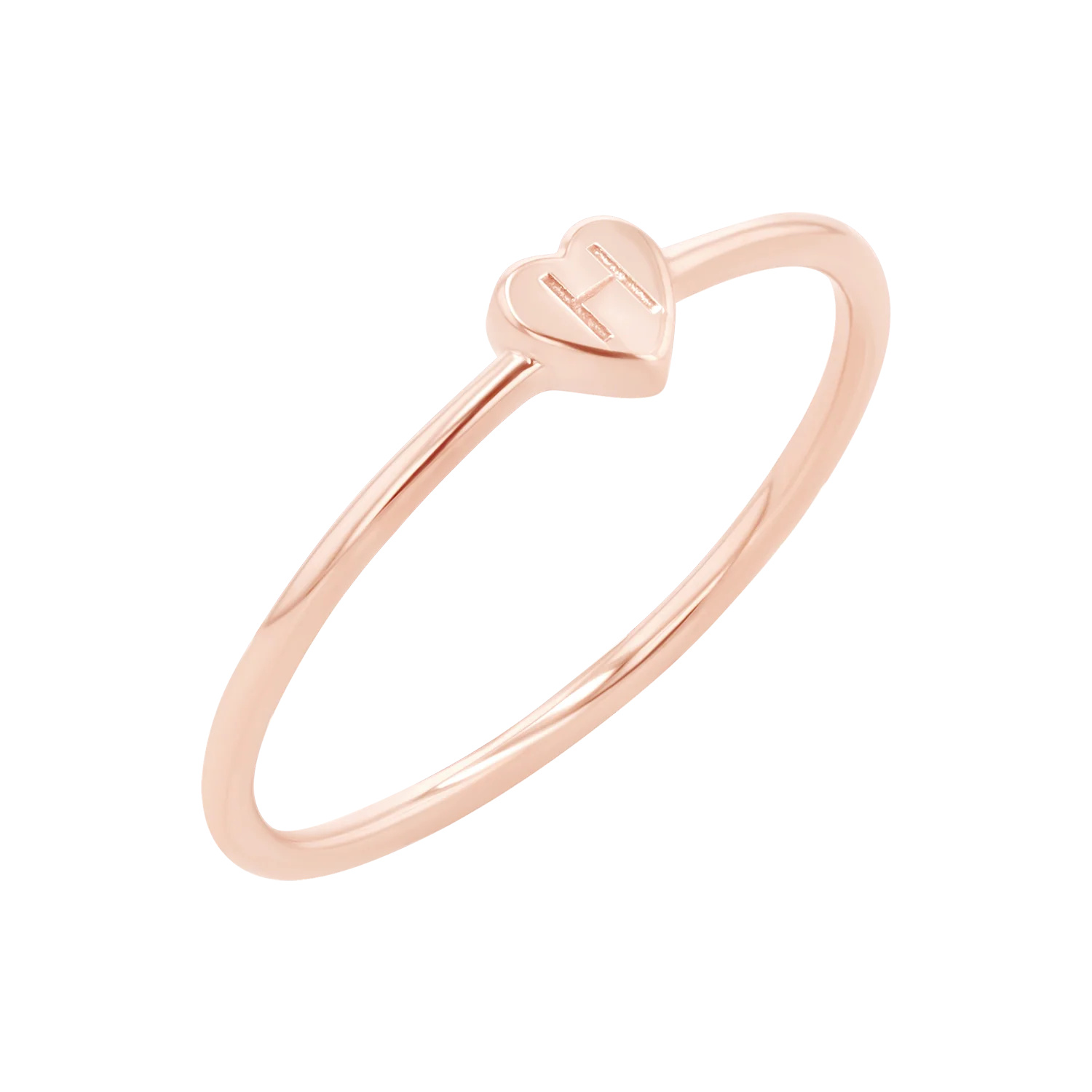 Engravable Letter Heart Stacking Ring - Image 3