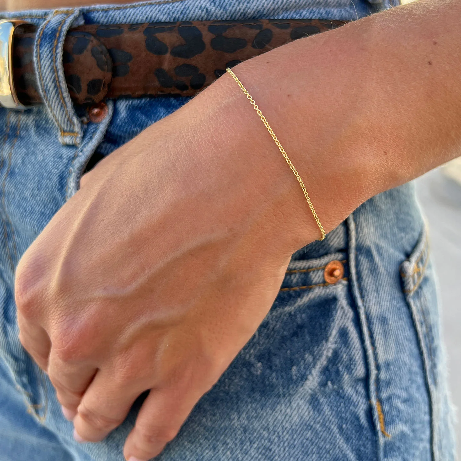 14K Gold Cable Chain Bracelet - Image 4