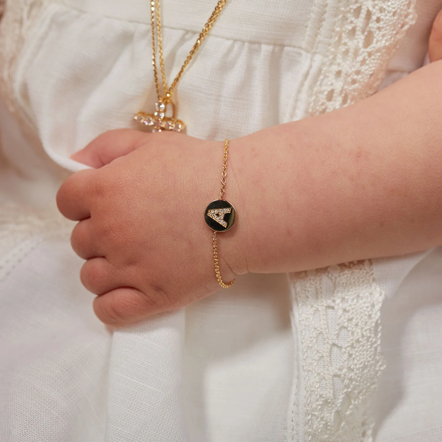 Kids Diamond Initial Coin Bracelet - Image 4