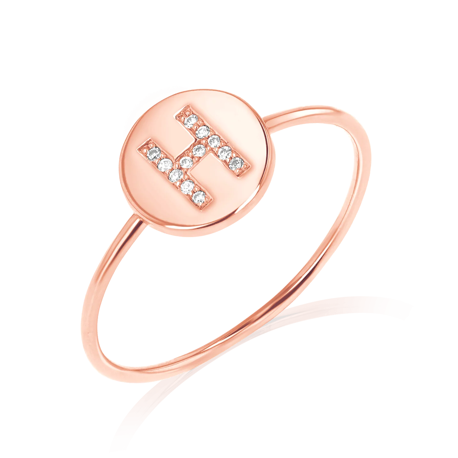 Diamond Initial Coin Ring - Image 3