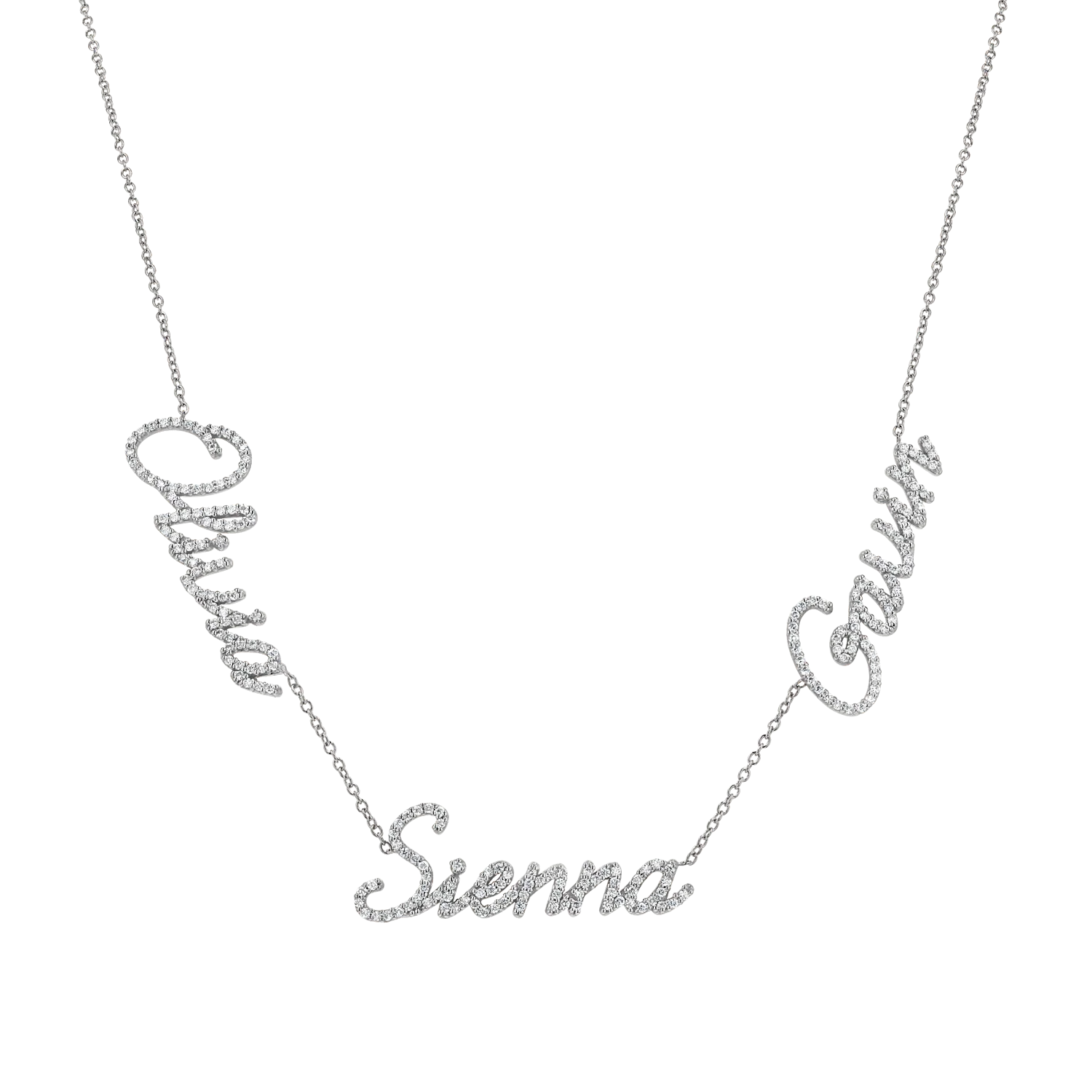 Multi Diamond Custom Script Name Necklace - Image 2