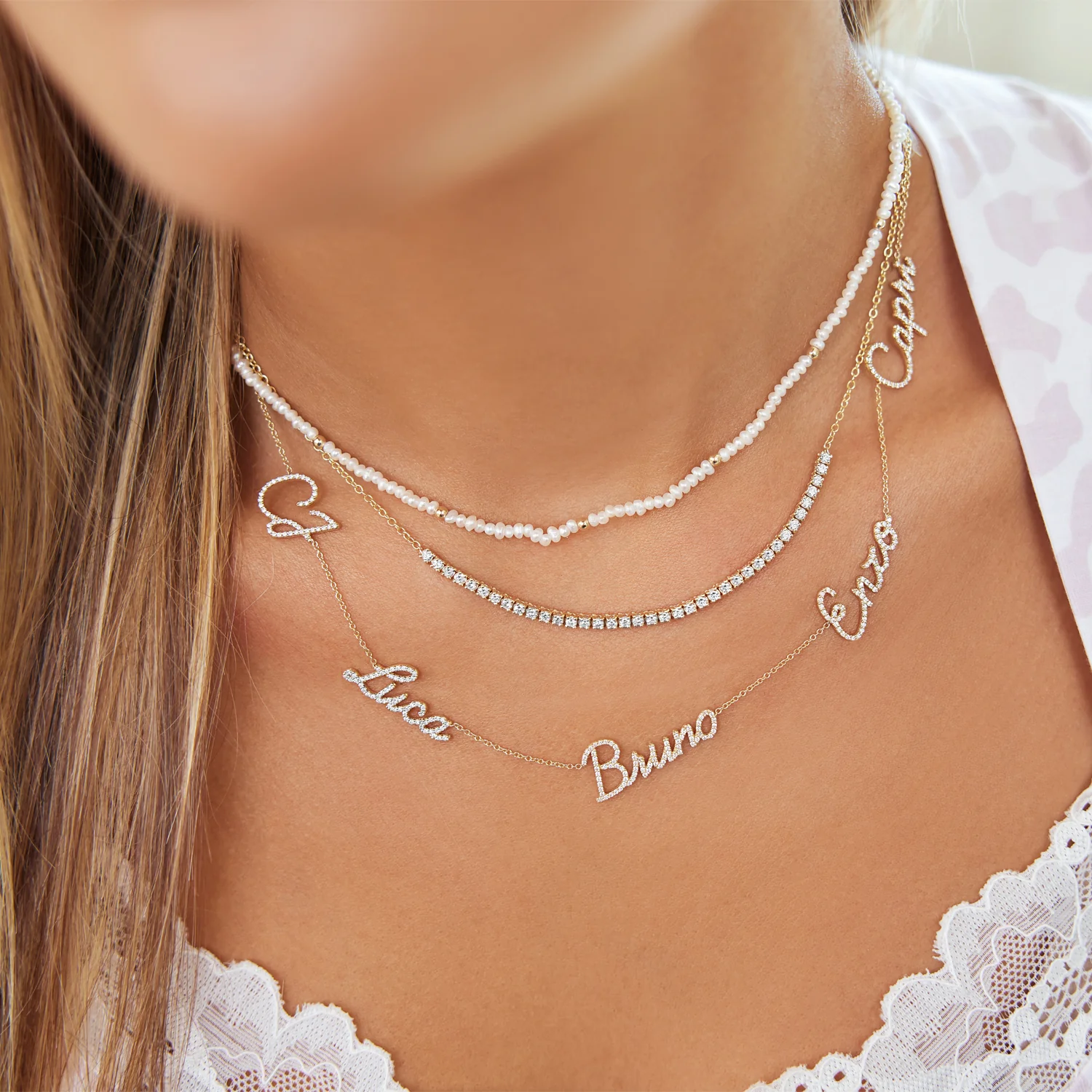 Multi Diamond Custom Script Name Necklace - Image 7