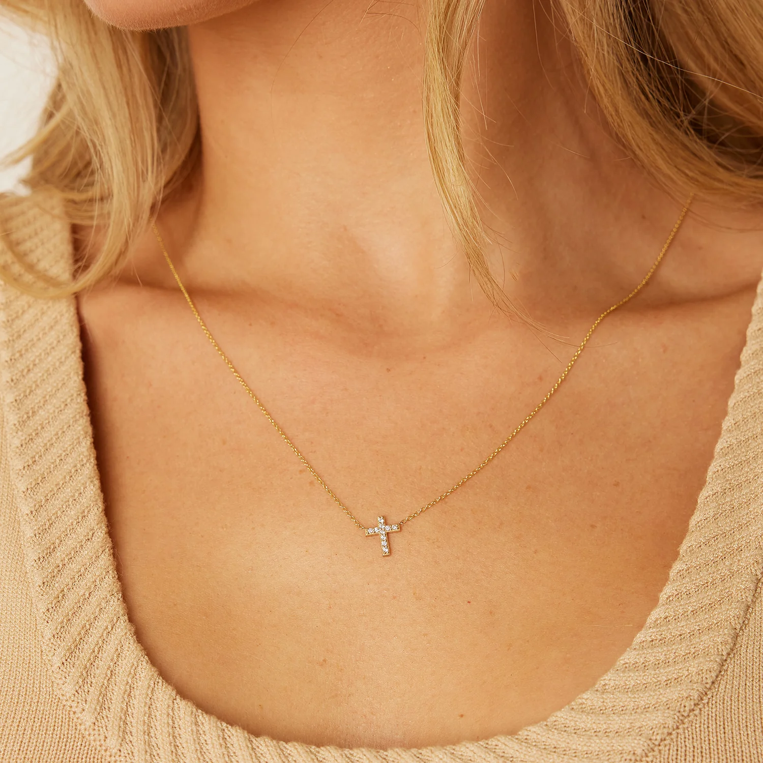 Diamond Pave Cross Necklace - Image 8