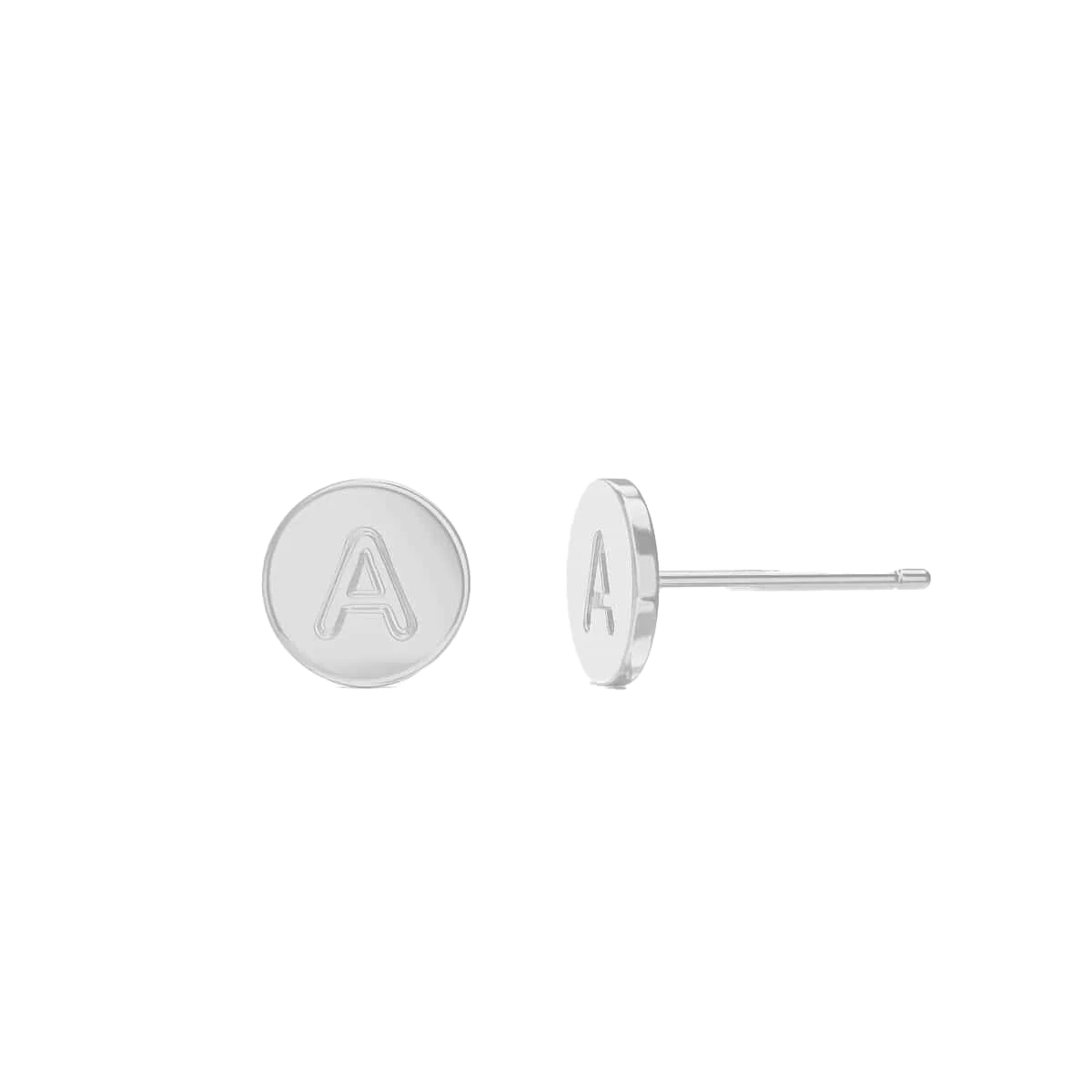 Mini Initial Round Earrings - Image 2