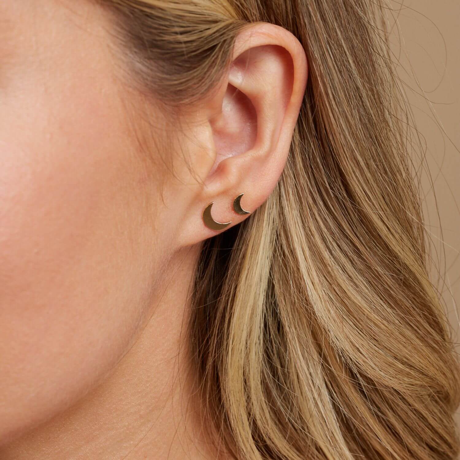 Petite Solid Moon Studs - Image 4