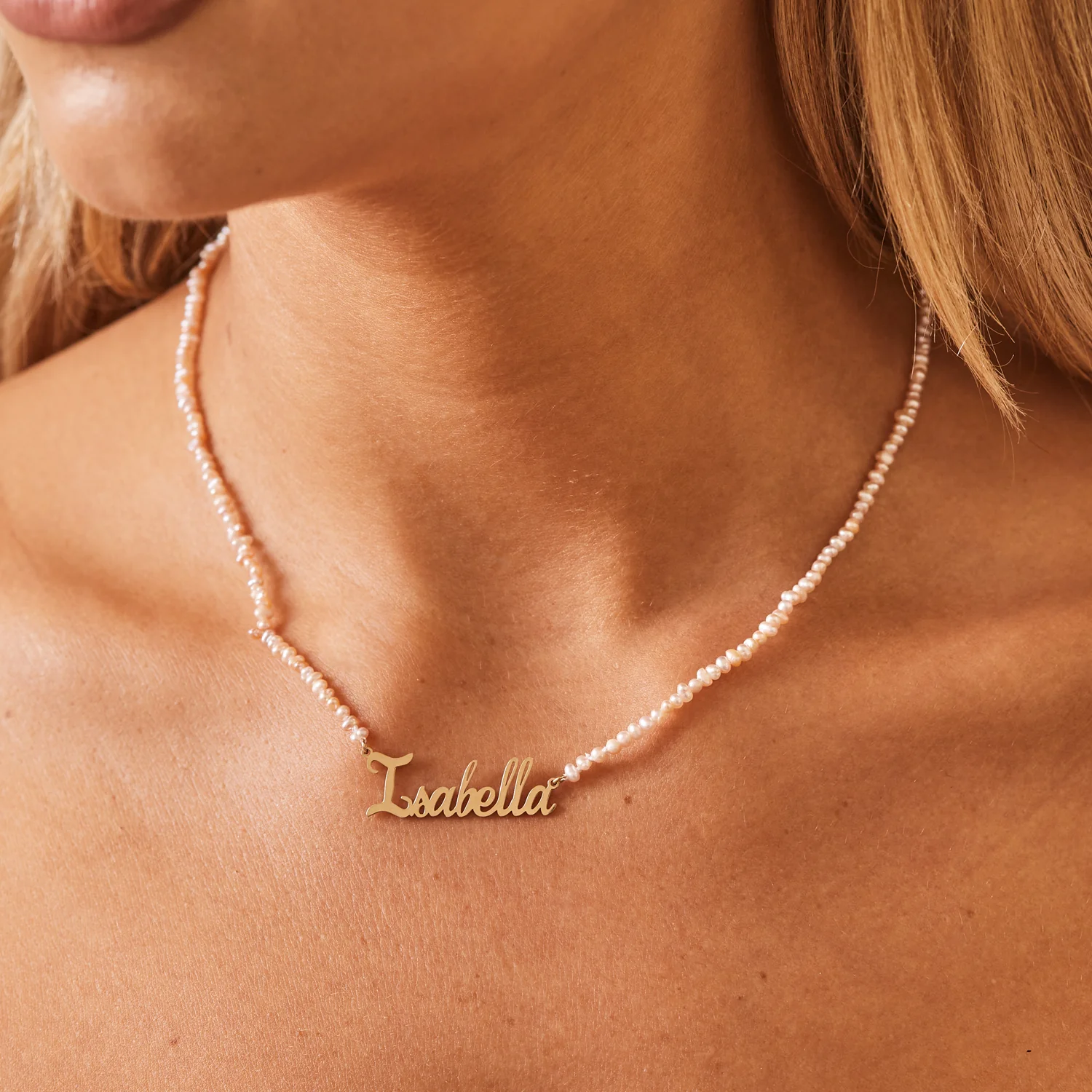 Pink Pearl Name Necklace - Image 2