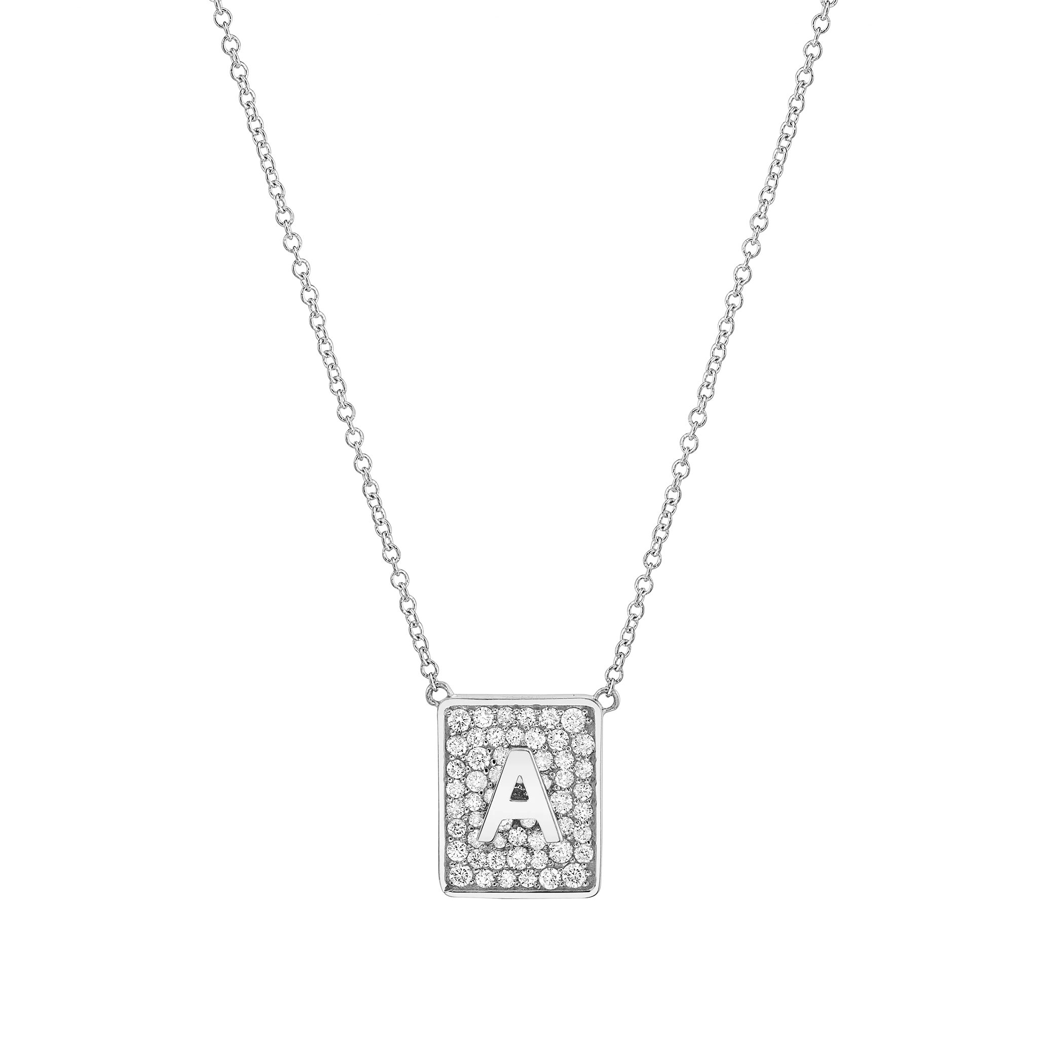 Square Diamond Initial Necklace - Image 2