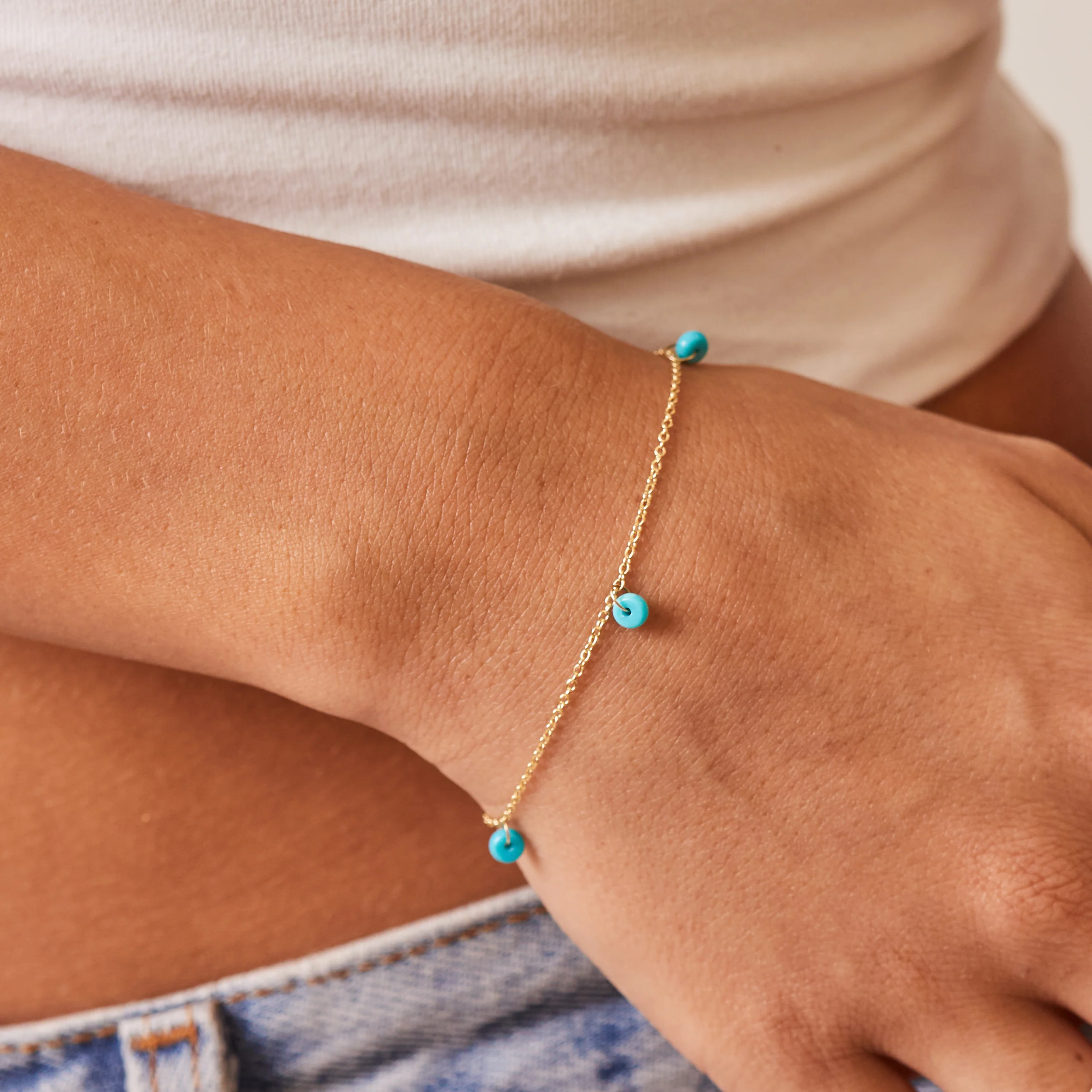 Turquoise Bead Charm Bracelet - Image 4