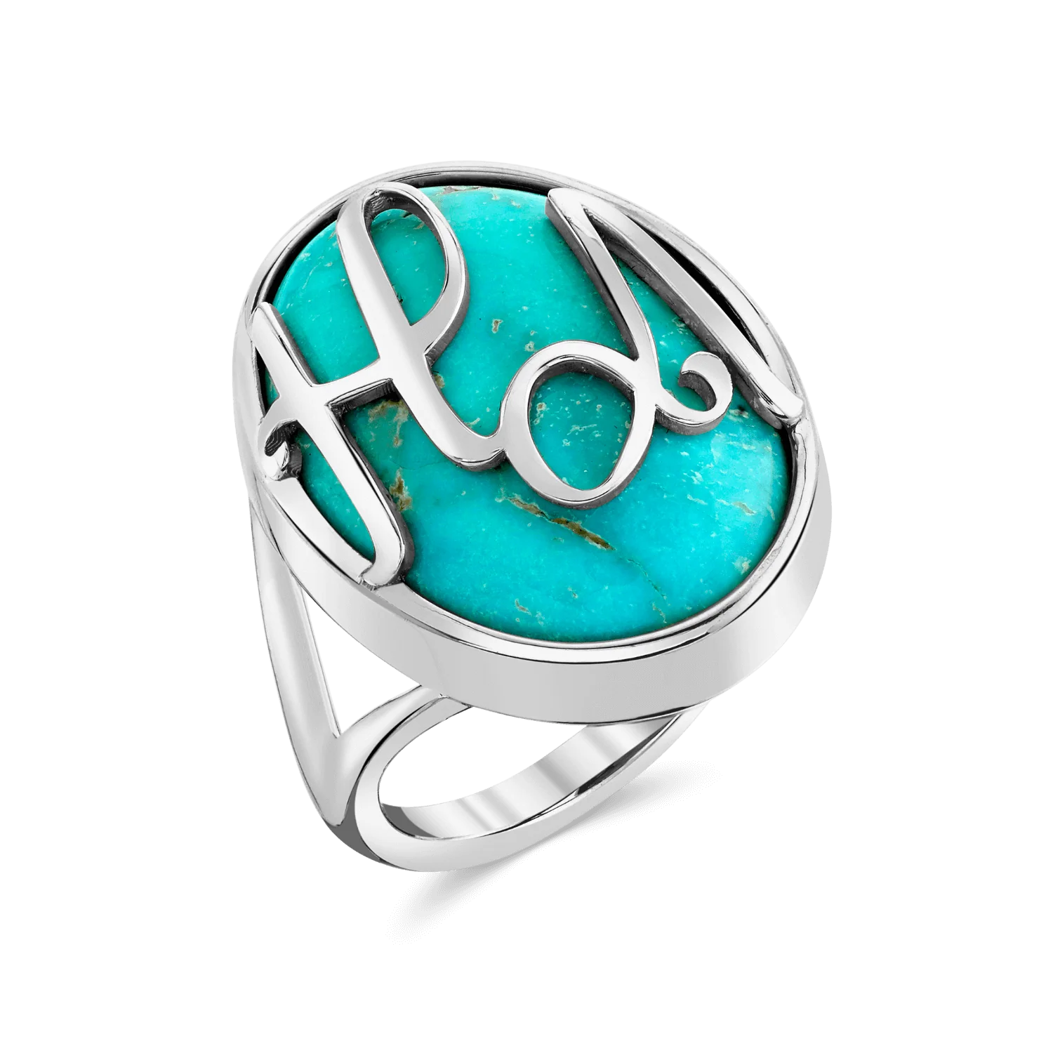 Turquoise Heirloom Initial Ring - Image 2