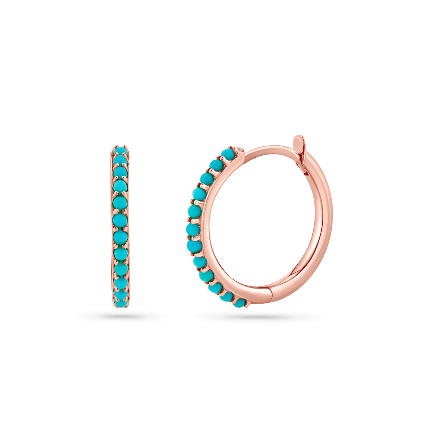 Turquoise Huggie Hoop Earrings - Image 13