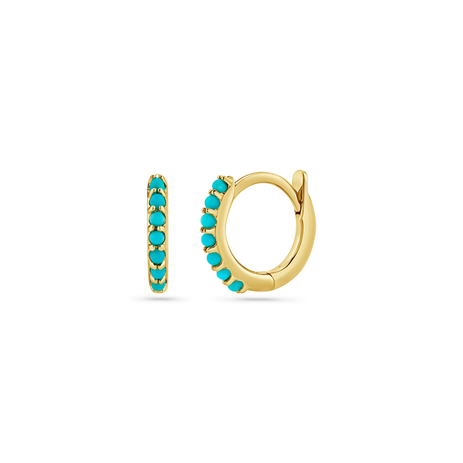 Turquoise Huggie Hoop Earrings - Image 14