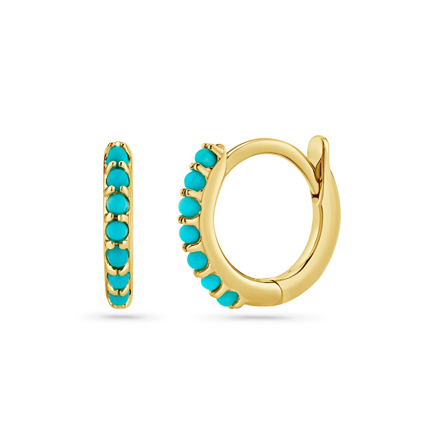 Turquoise Huggie Hoop Earrings - Image 8