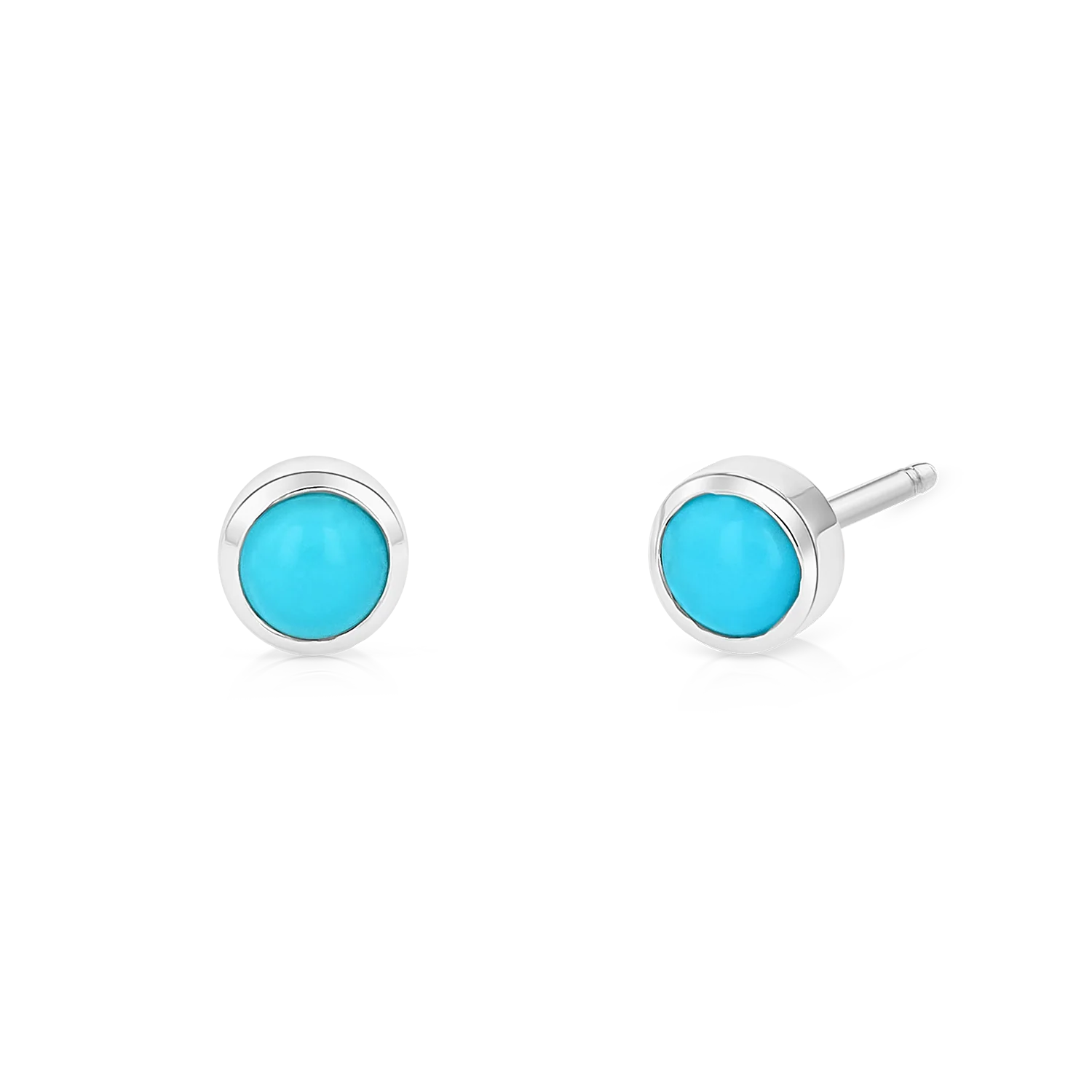 Turquoise Solitaire Stud Earrings - Image 2
