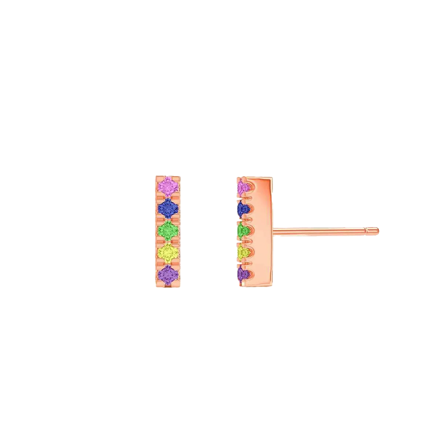 U Pave Petite Rainbow Bar Earrings - Image 3